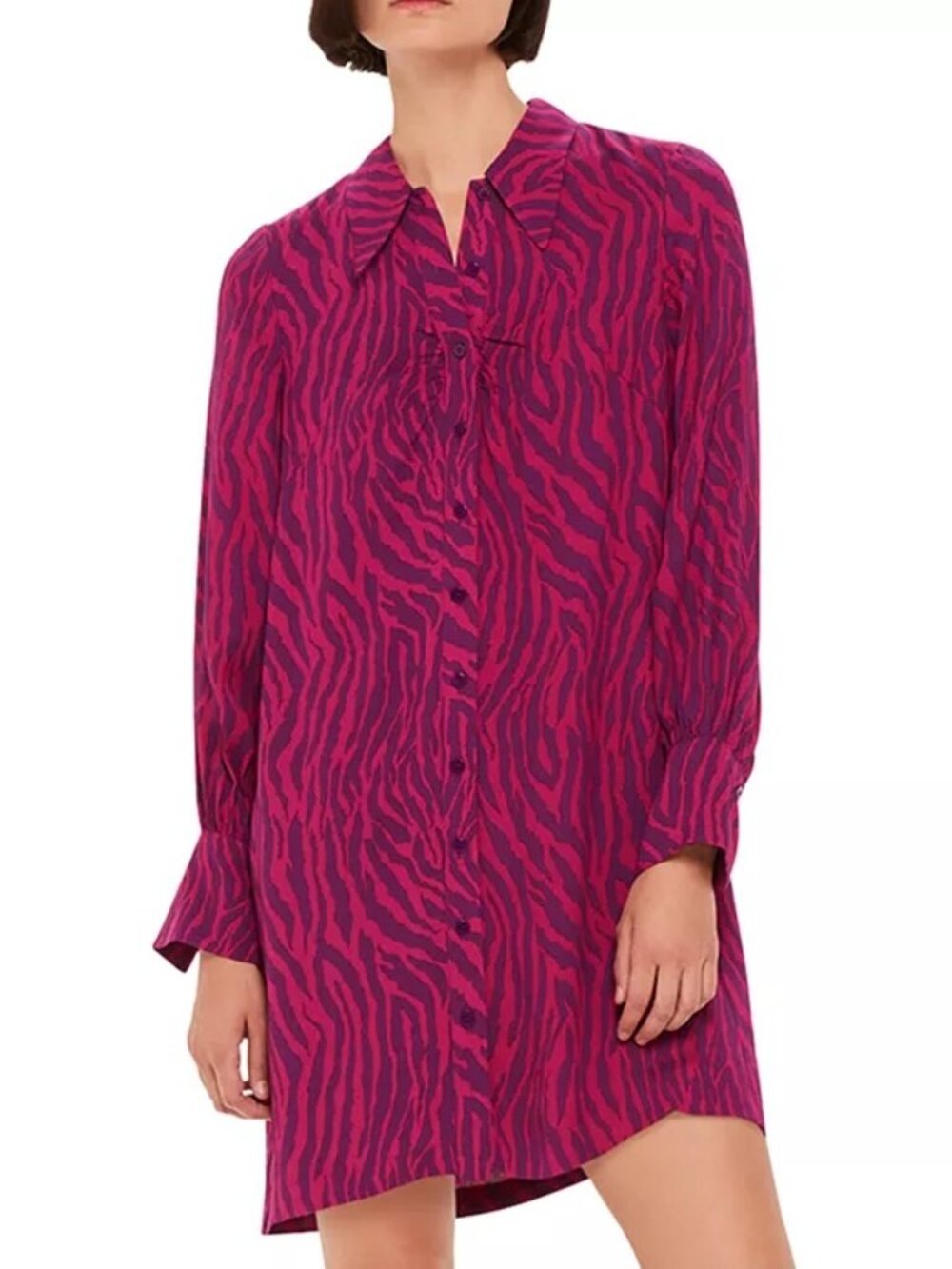 Whistles Zebra Stripe Collar Dress In Purple Size US 12